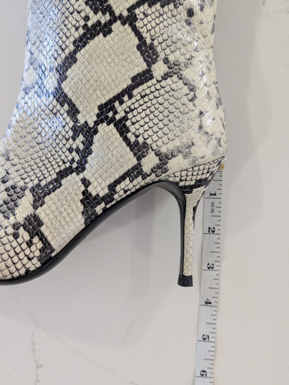 STAUD Sebastian Knee High Boots 37 7 White Snake Embossed Leather Pointed NIB - Picture 13 of 14